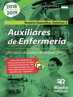 cover image of Auxiliares de Enfermería del Servicio Andaluz de Salud. Temario Especifico. Vol 2.